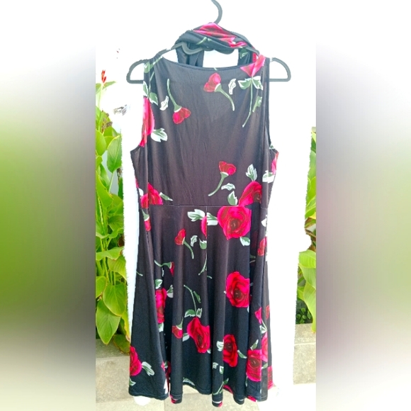 50 style swing dress Rose flower floral print dress 👗 - Picture 4 of 6